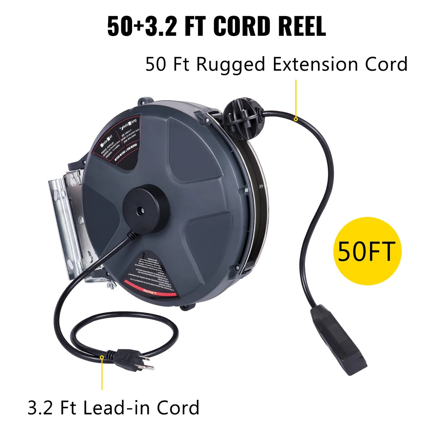 Retractable 50FT Extension Cord Reel