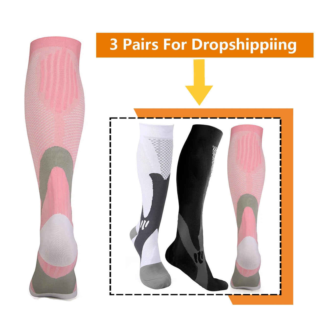 3 Pairs Compression Socks - Fresh FInds Elite