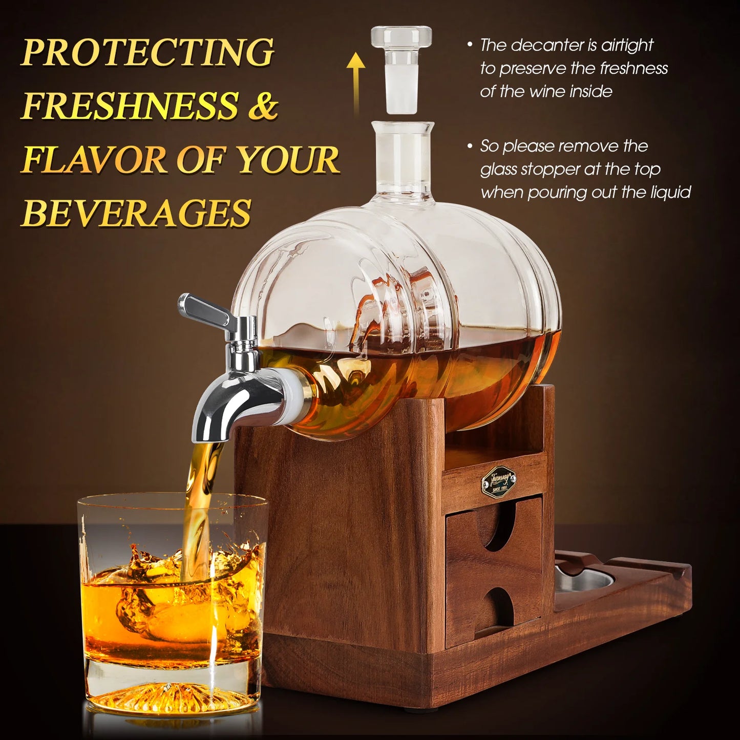 Cigar Ashtray Whiskey Decanter Set For Men