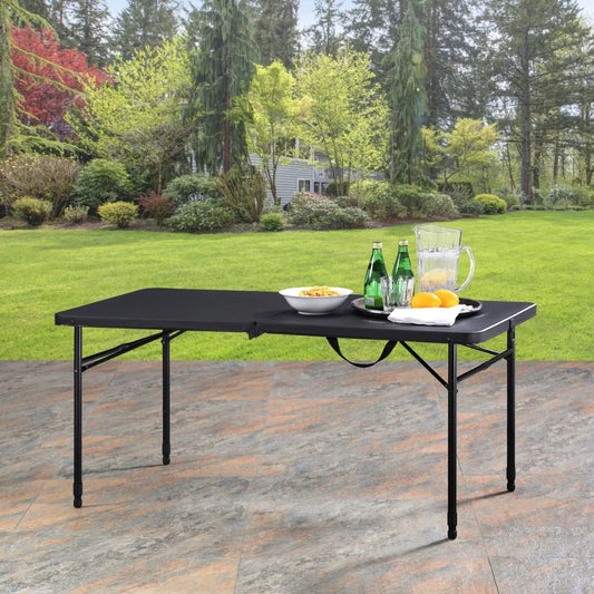 Fold-in-Half 4 Foot Adjustable Folding Table