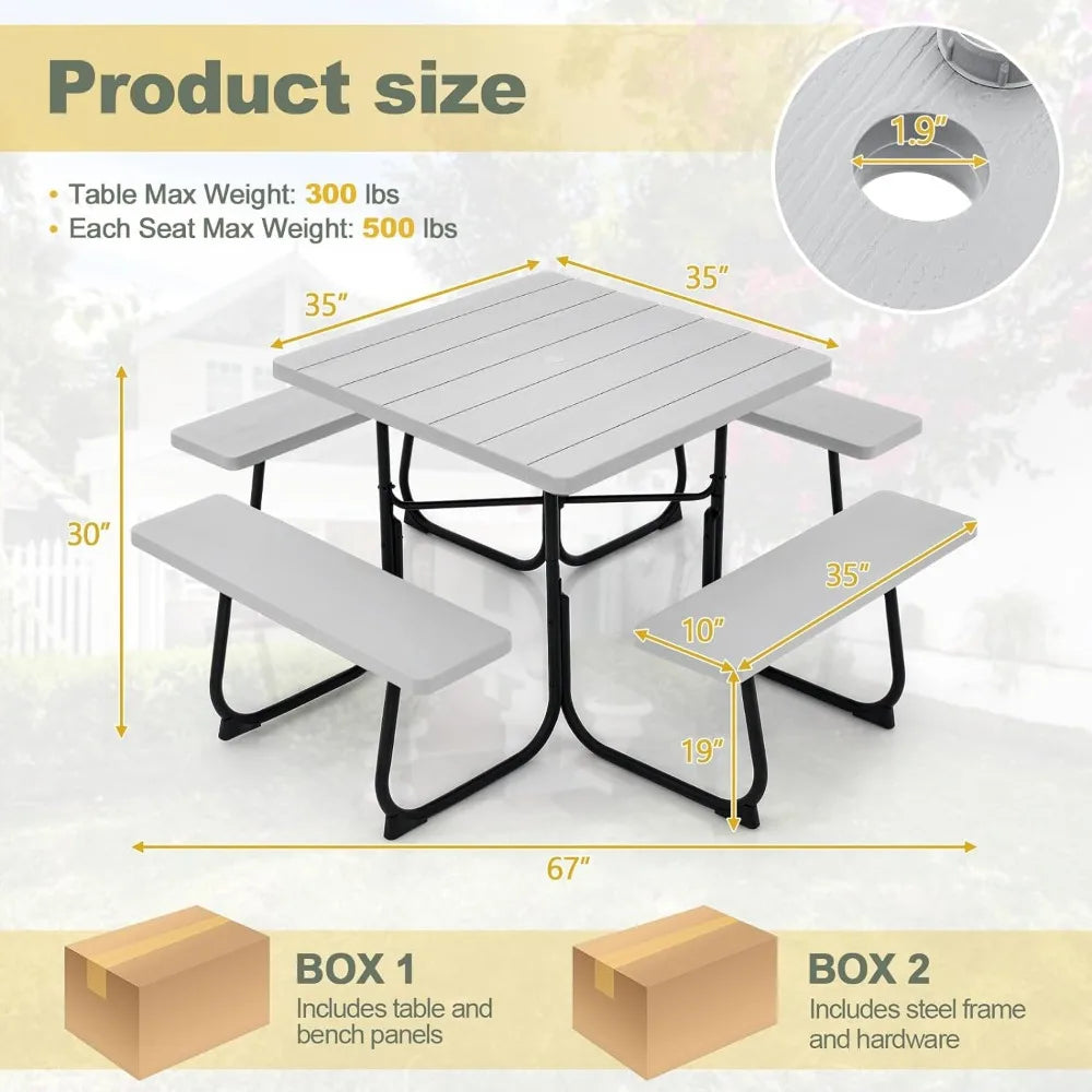 Outdoor Square Picnic Table