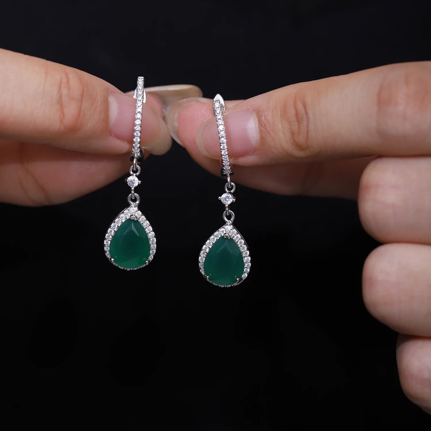 Solid 925 Sterling Silver Gemstone Earrings Ring Set