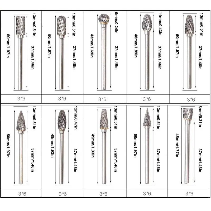 10pcs Shank Tungsten Carbide Drill