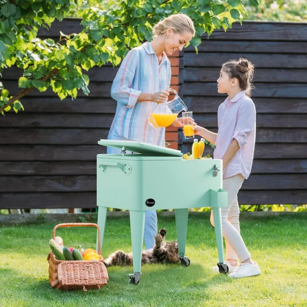 Cooler Cart with Bottle Opener and Drainage