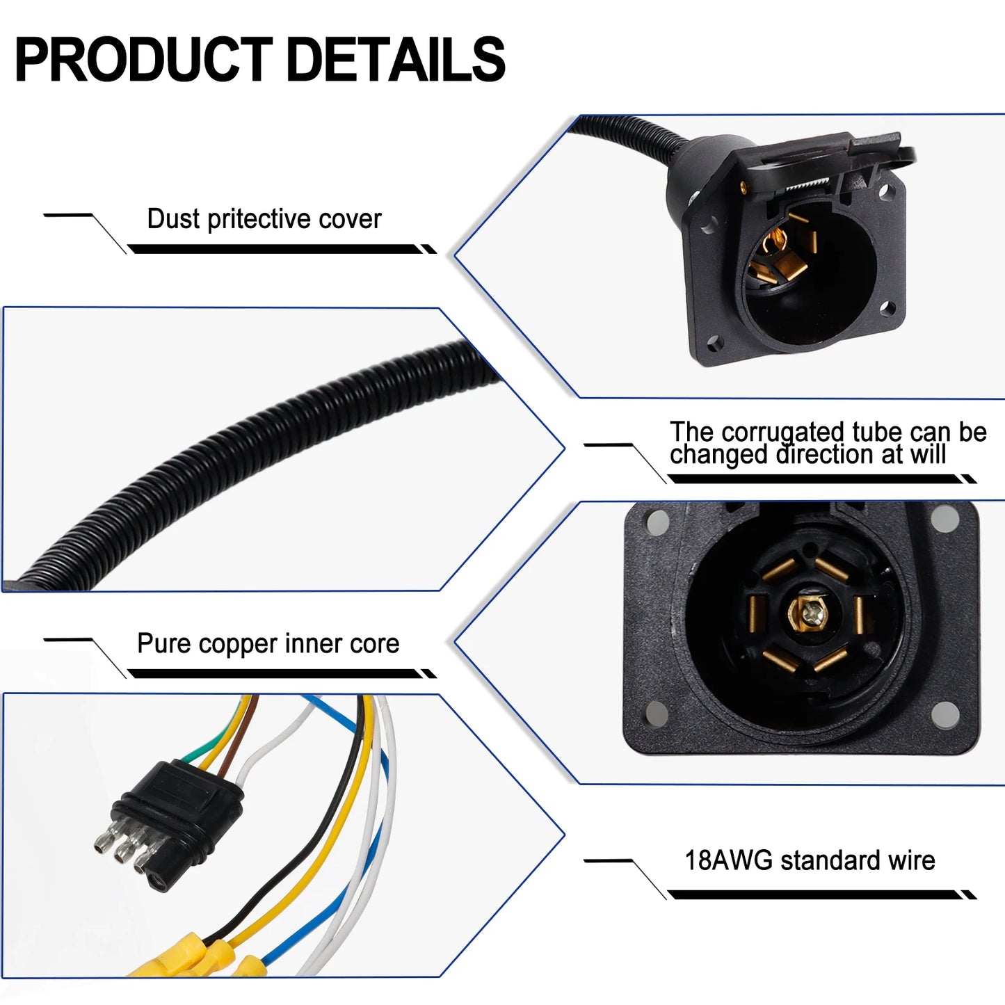 4 Pin Flat to 7 Way Wiring Plug Connector