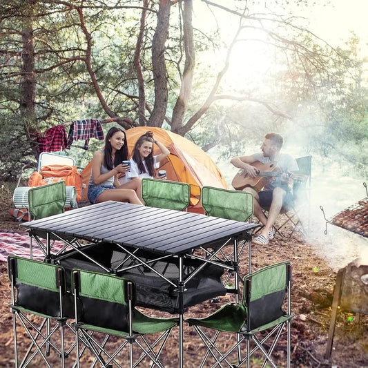 Portable Folding Camping Table With 6 Chairs