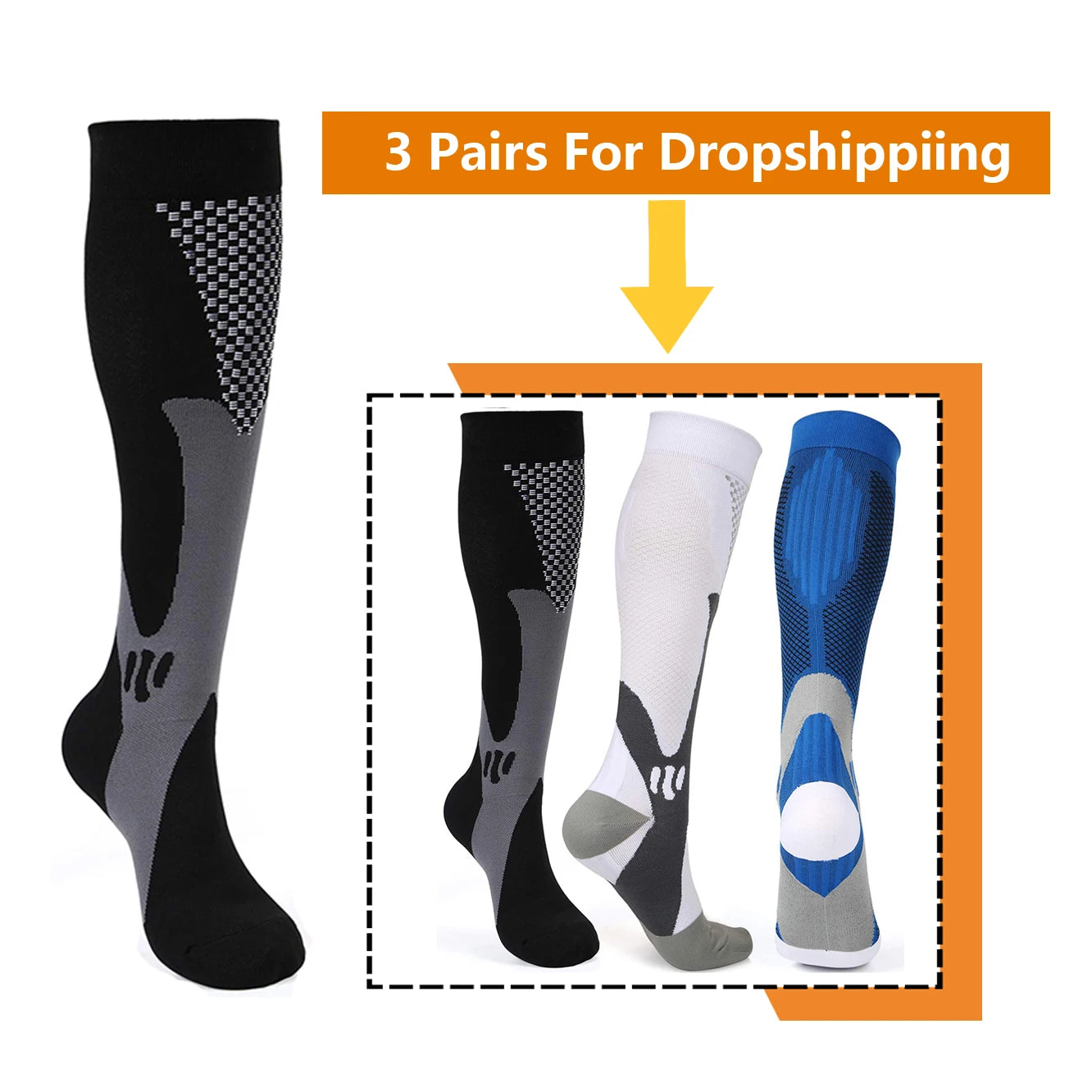 3 Pairs Compression Socks - Fresh FInds Elite