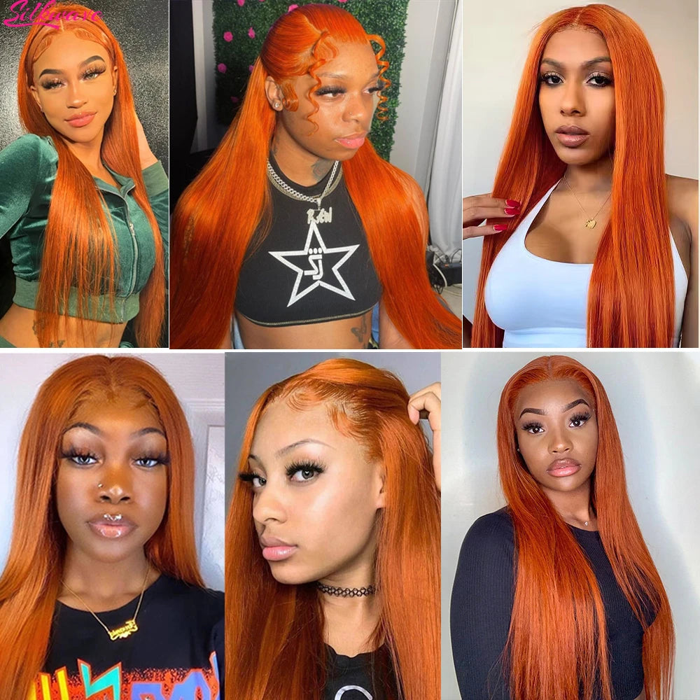 36 Inch Orange Ginger Lace Front Wig