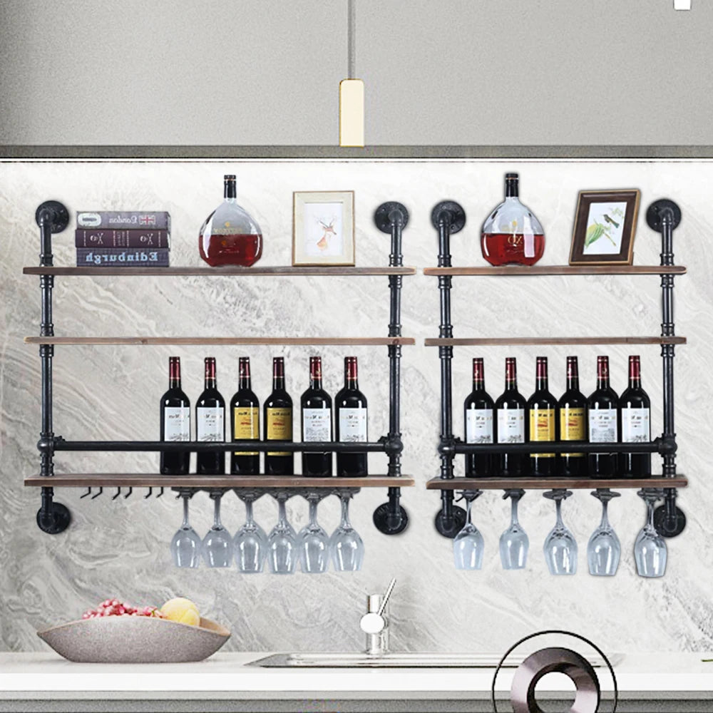 24 Inch  Pipe Shelf Wine Rack - Fresh FInds Elite