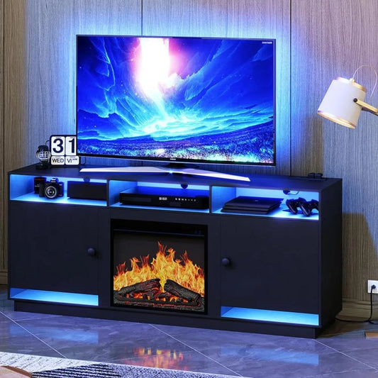 TV Console With LED Light and Power