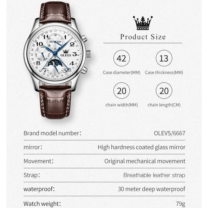 Men's Waterproof Stainless Steel Wristwatch