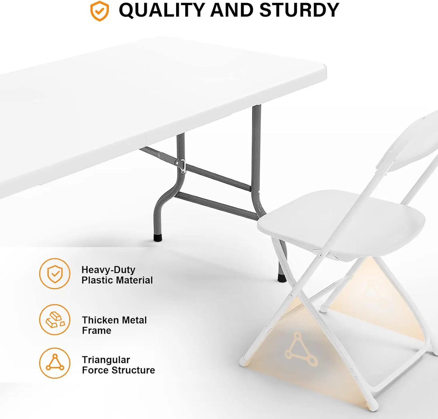 Plastic Folding Table Set with White Folding Chairs