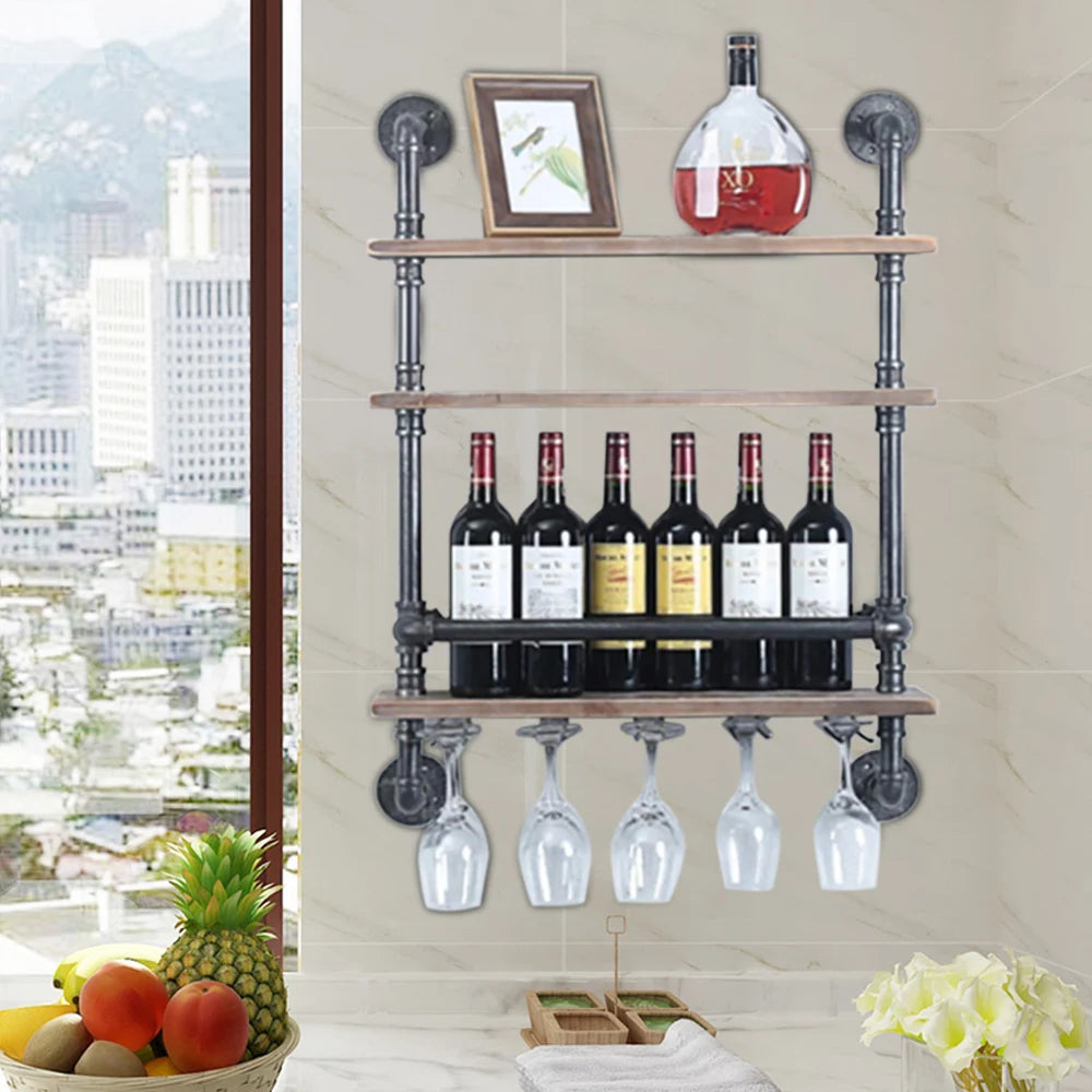 24 Inch  Pipe Shelf Wine Rack - Fresh FInds Elite