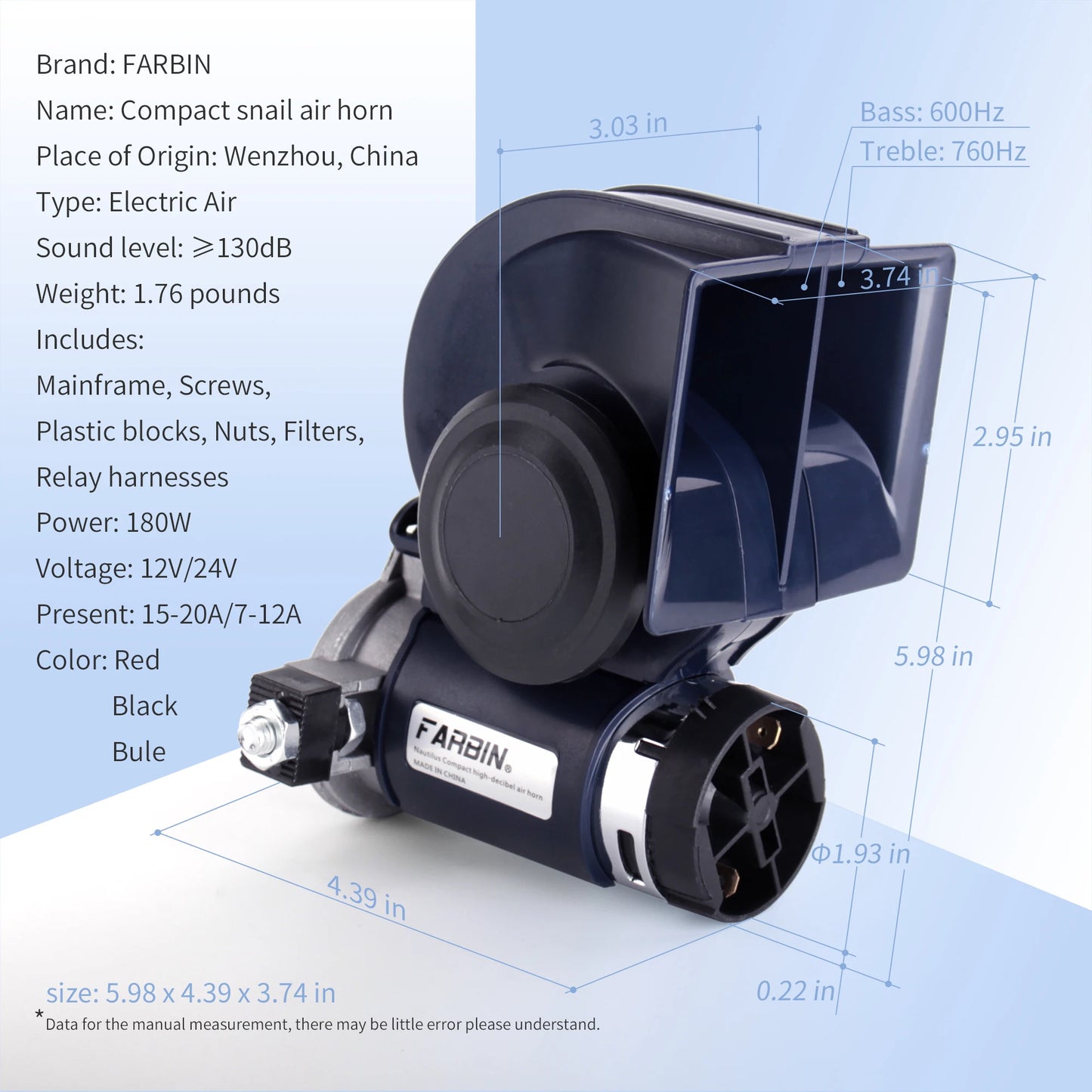 Snail Air Horn With Compressor