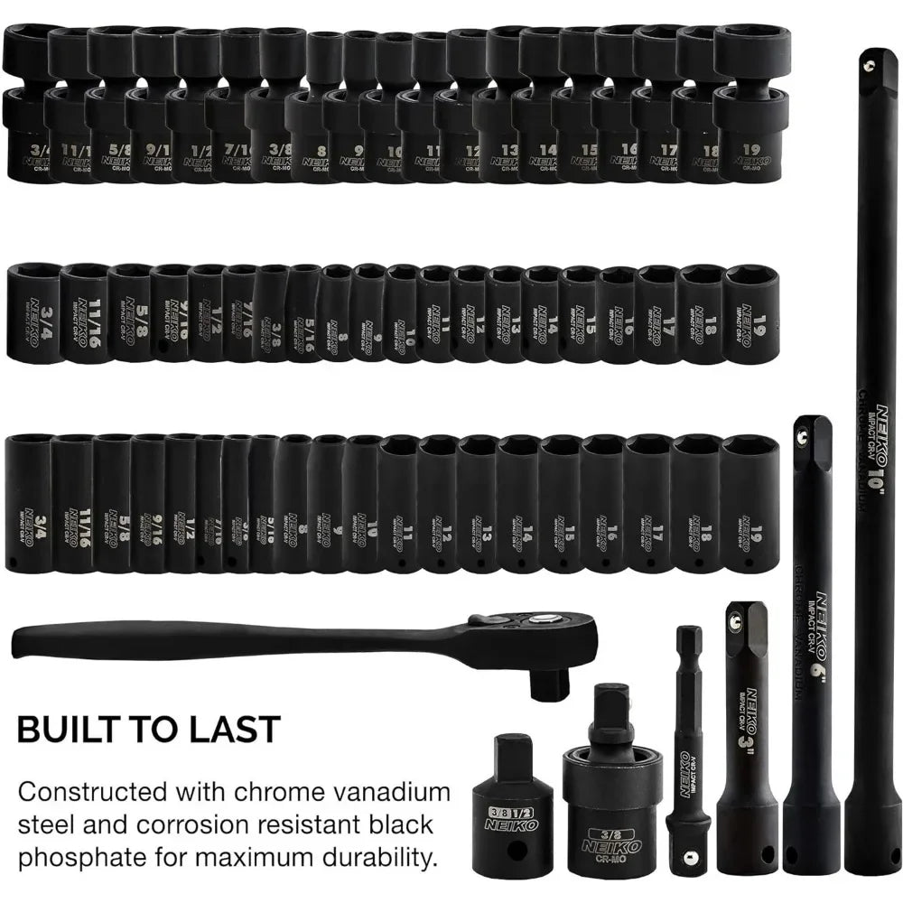 Impact Socket Set, 3/8” Drive, 67 Piece