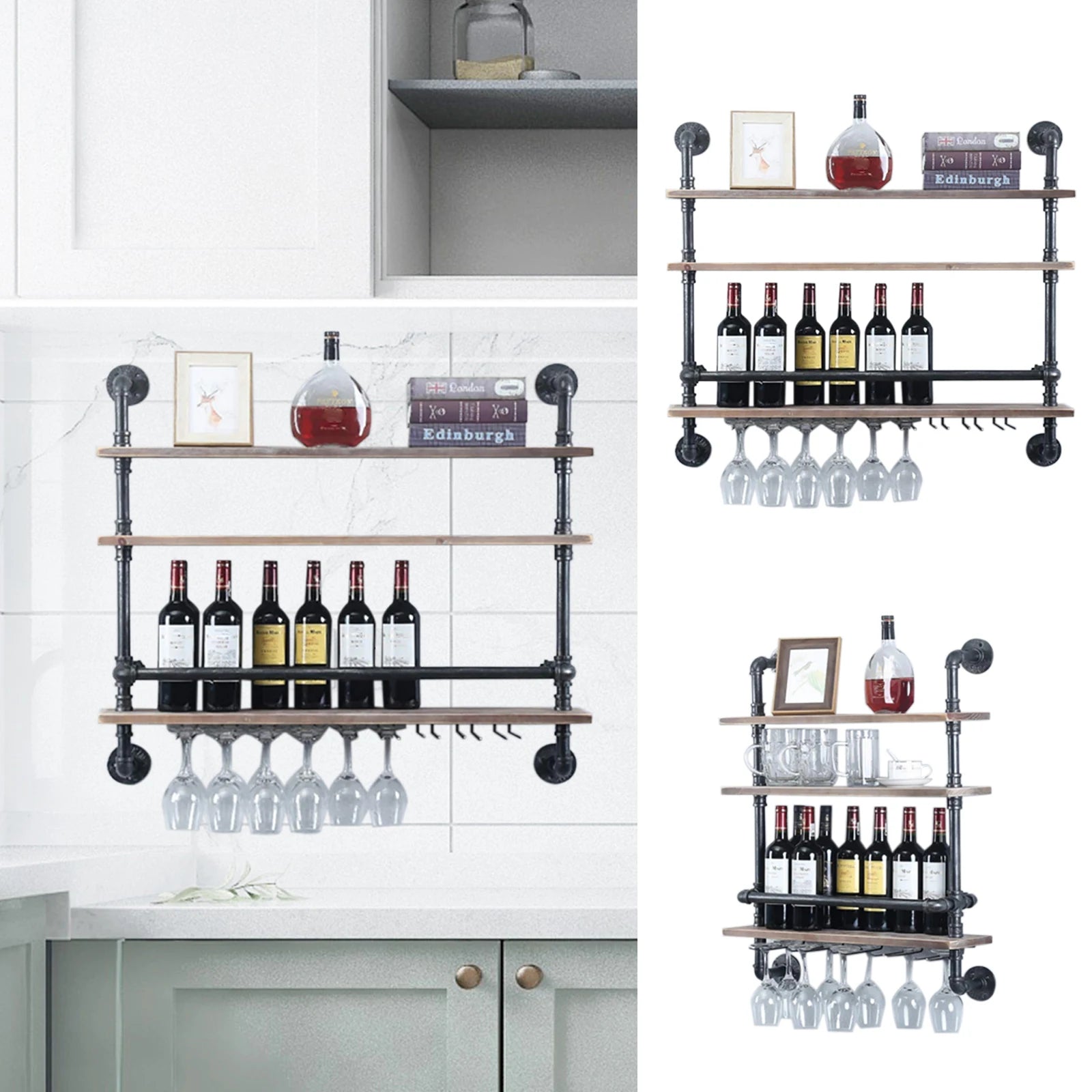 24 Inch  Pipe Shelf Wine Rack - Fresh FInds Elite