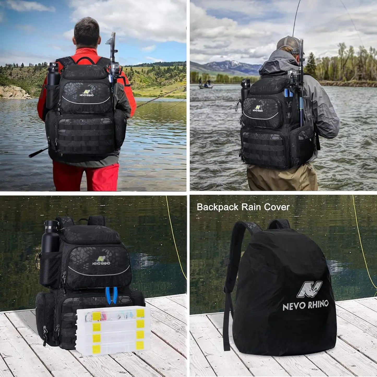 Fishing Tackle Backpack with 4 Tackle Boxes