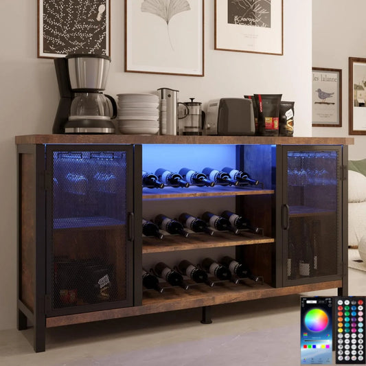 LED Adjustable Rustic Home Wine Bar