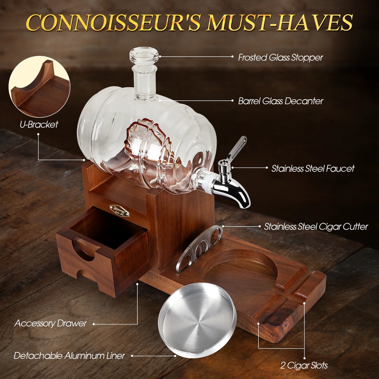 Cigar Ashtray Whiskey Decanter Set For Men